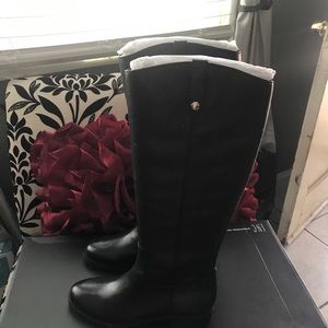Side 9 wide leg leather black boots. Brand new, still in box.